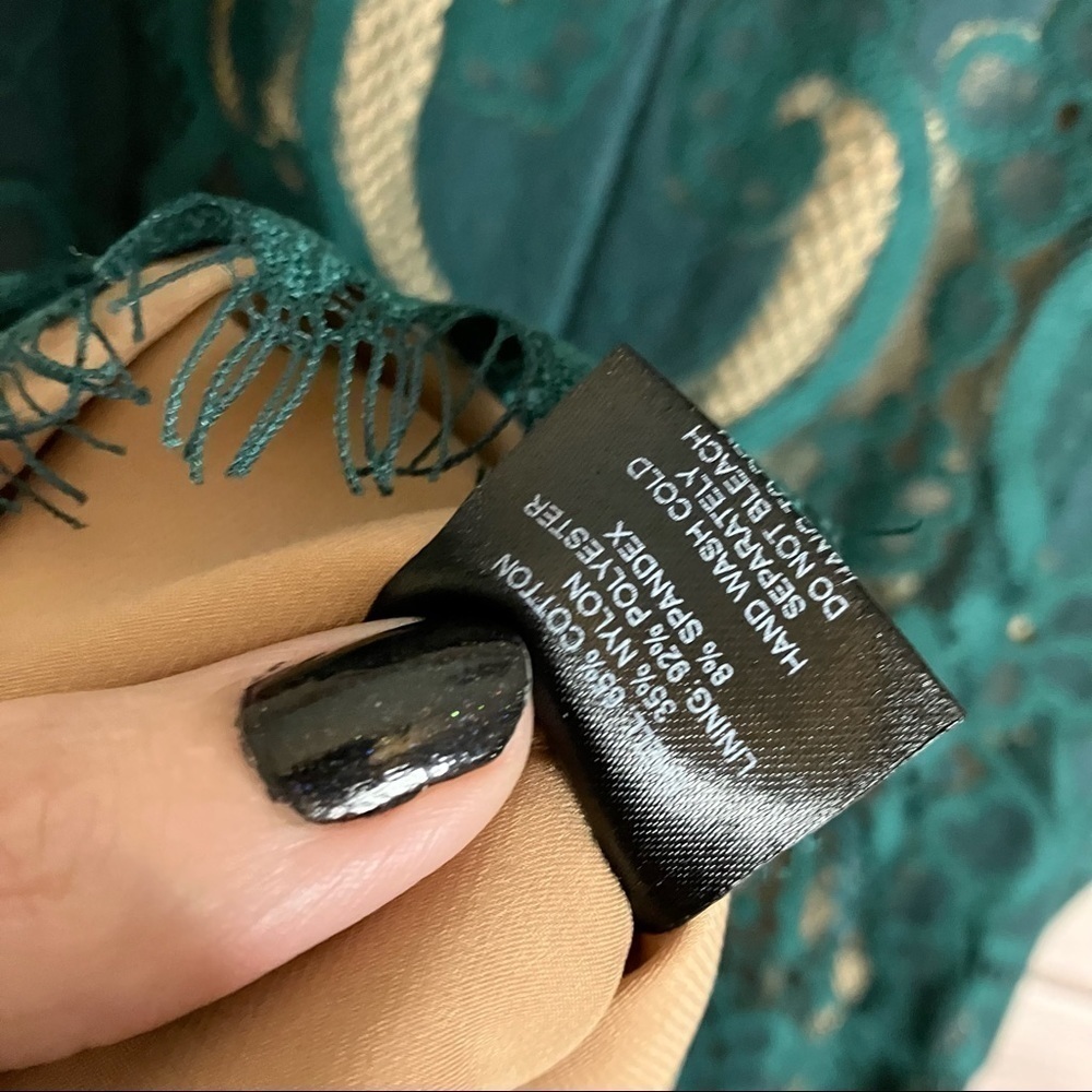 RYSE the Label Alex Dark Green Lace Off the Shoulder Bodycon Dress - Picture 11 of 12